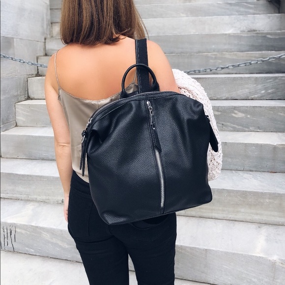 Kenzie Black Vegan Leather Backpack - Picture 6 of 8